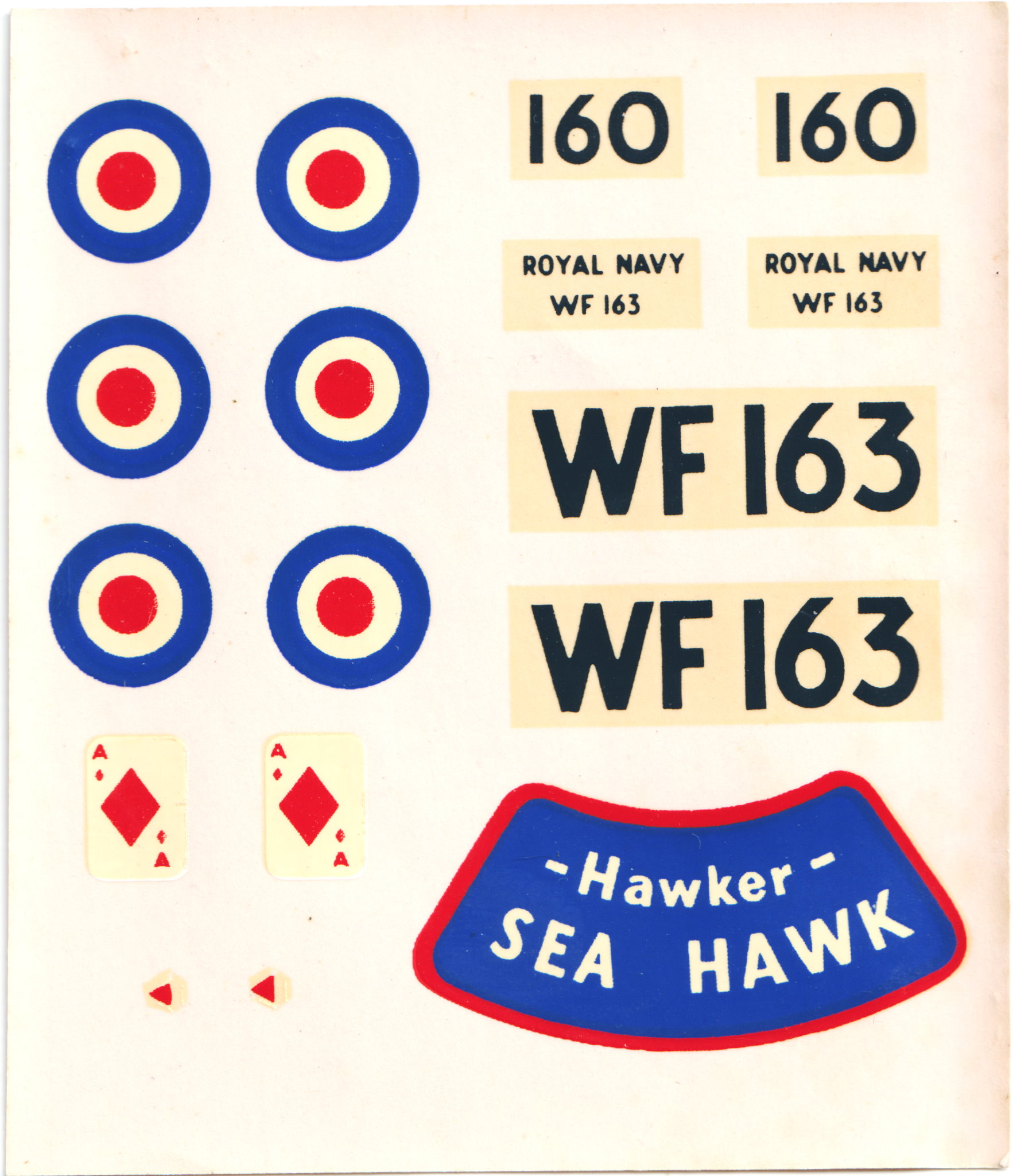 FROG ima ltd, 328P Hawker Sea Hawk, IMA 1956 decal sheet
